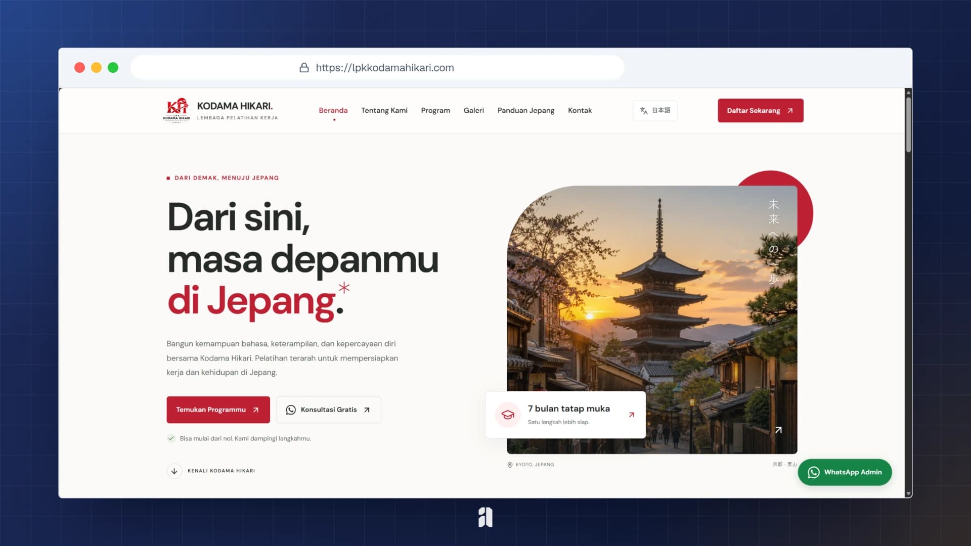 Website Bilingual LPK Kodama Hikari