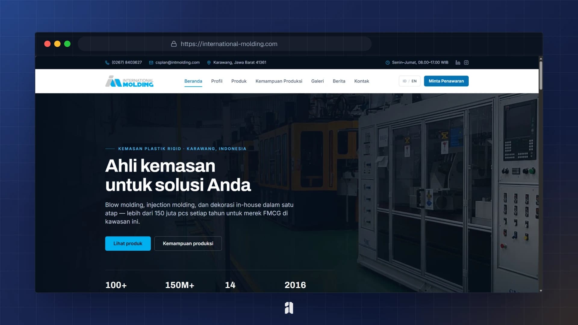 Website Pabrik Bilingual dengan CMS Kustom